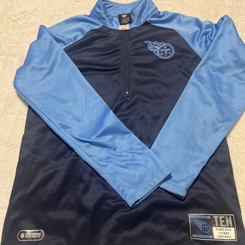 NFL Team Apparel Titans Pro Player Fleece Size M Medium Blue 1/4 Zip